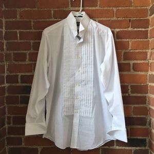 White Tuxedo Button Down Shirt French Cuff